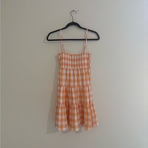 BB Dakota by Steve Madden Orange and White Checkered Mini Dress